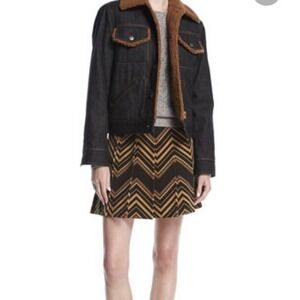 New $595 Marc Jacobs skirt mustard multip pleated Chevron Corduroy Brown‎ Sz 6